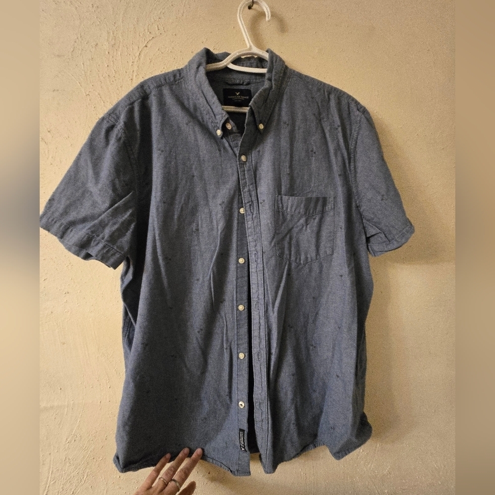 American Eagle Outfitters Casual Blue Button-Down Shirt